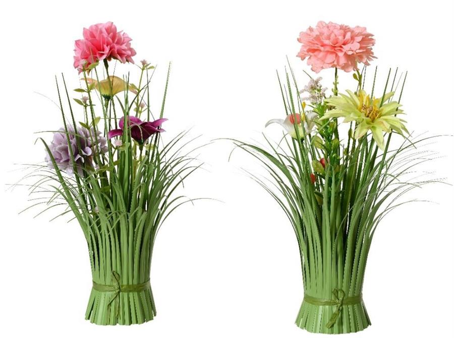 GRASS AZALEA PRICKLY PEAR FLOWER POLYESTER 2ASS ASSORTED LUN