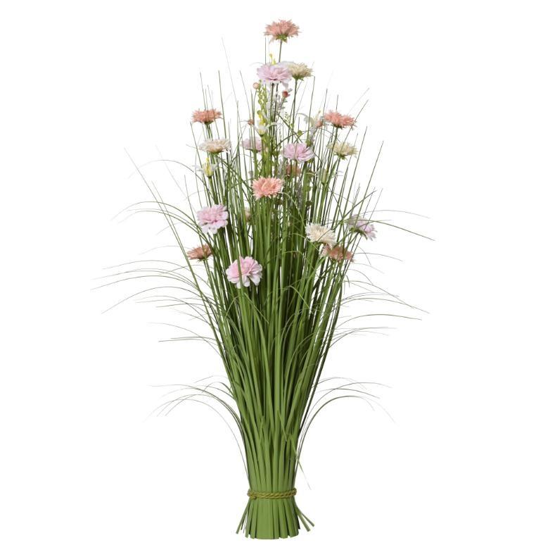 GRASS GOLD CHRYSANTHEMUM & HYDRANGEA POLY SOFT PINK/COLOURS