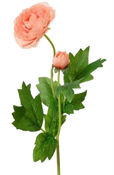 CAMELIA RANUNCULUS ON STEM POLYESTER PEACH LUN.10CM X LAR.8C