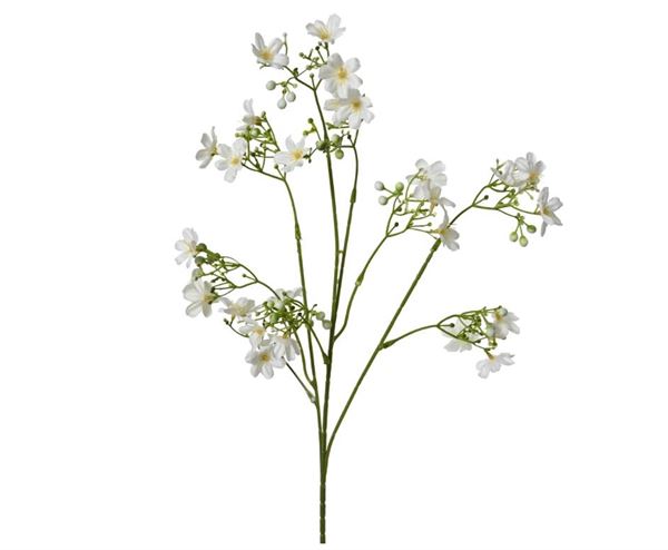 SPRAY MINI FLOWER ON STEM POLY BLOSSOM WHITE 67CMX15CMXH.5CM
