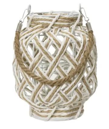 LANTERN PAPERROPE  JUTE ROPE WITH GLASS CUP WHITE D.16CMXH.2