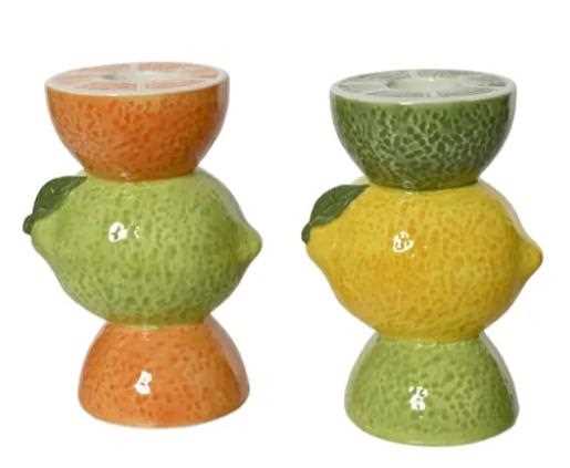 CANDLEHOLDER DOLOMITE GLAZE 2ASS  7.3CMX5.7CMXH.10.8CM