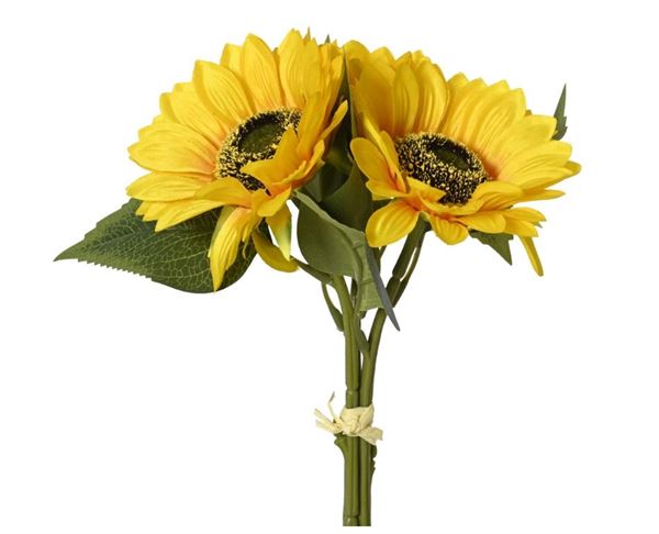 SUNFLOWER ON STEM POLY BUNDLE YELLOW/COLOUR 23CMX23CMXH.42CM