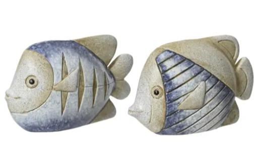 FISH TERRACOTTA 2ASS BLUE 5.5CMX13.5CMXH.8CM