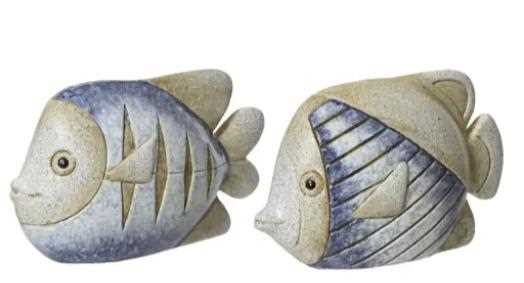 FISH TERRACOTTA 2ASS BLUE 5.5CMX13.5CMXH.8CM