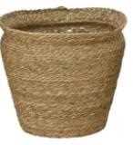 PLANTER SEA GRASS ROUND WITH PLASTIC LINING NATURAL D.42CMXH