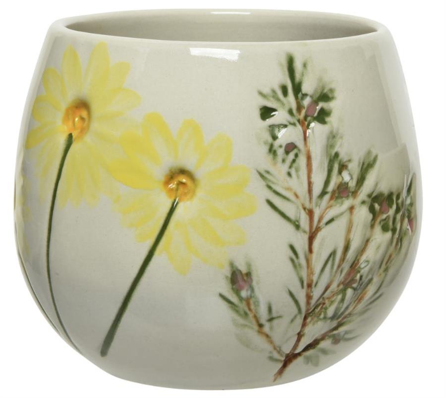 PLANTER TERRACOTTA FLOWER EMBOSSING MULTI D.16CMXH.13CM