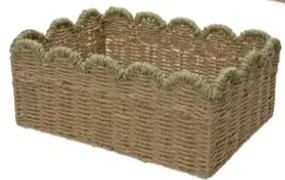 BASKET PAPERROPE RECTANGULAR WITH SCALLOPED EDGE  38CMX28CMX
