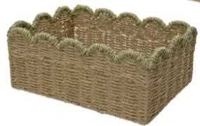 BASKET PAPERROPE RECTANGULAR WITH SCALLOPED EDGE  38CMX28CMX