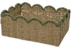 BASKET PAPERROPE RECTANGULAR WITH SCALLOPED EDGE  34X24XH14C