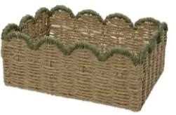 BASKET PAPERROPE RECTANGULAR WITH SCALLOPED EDGE  34X24XH14C