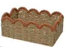 BASKET PAPERROPE RECTANGULAR WITH SCALLOPED EDGE  29X20XH12C