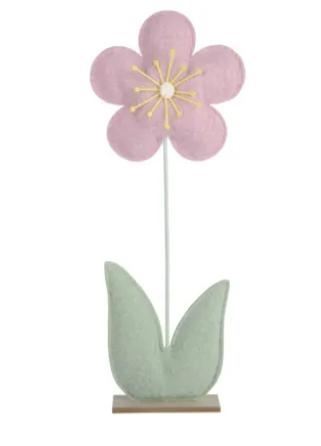 FLOWER W LEAF ON MDF BASE SOFT PINK 6CMX25CMXH.79CM