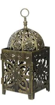 LANTERN IRON INDOOR SET LANTERN BRONZE 13X13XH32CM