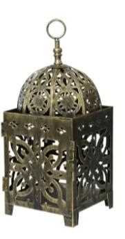 LANTERN IRON INDOOR SET LANTERN BRONZE 13X13XH32CM
