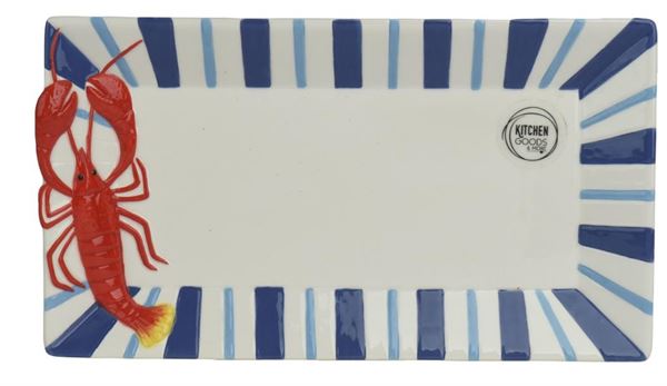 SERVING PLATE DOLOMITE LOBSTER WHITE/COLOUR 25.7CMX14.2CMXH.