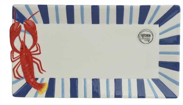 SERVING PLATE DOLOMITE LOBSTER WHITE/COLOUR 25.7CMX14.2CMXH.