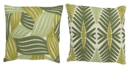 CUSHION POLYESTER COTTON EMBROIDERY 2ASS GREEN 43CMX43CMXH.4