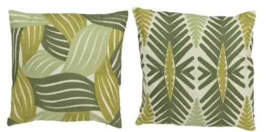 CUSHION POLYESTER COTTON EMBROIDERY 2ASS GREEN 43CMX43CMXH.4