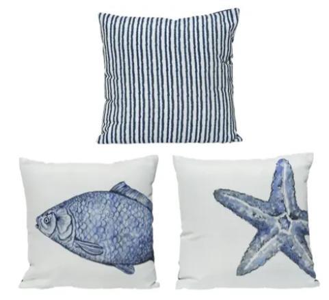 PES CUSHION NAUTIC 3ASS 40X40CM BLUE