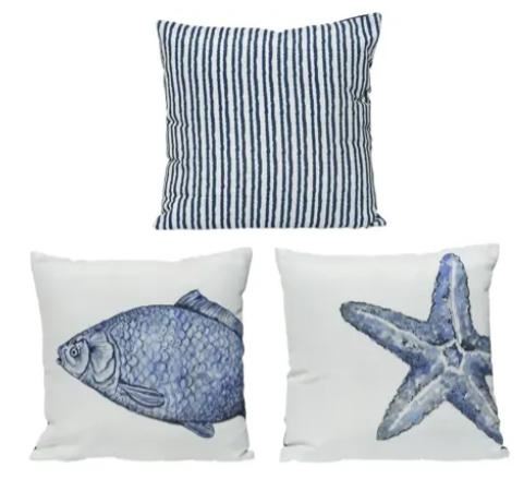 PES CUSHION NAUTIC 3ASS 40X40CM BLUE