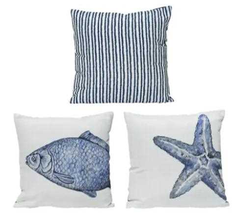 PES CUSHION NAUTIC 3ASS 40X40CM BLUE