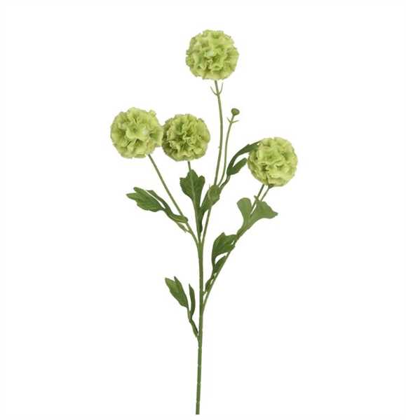 SPRAY HYDRANGEA ON STEM PLASTIC SCABIOSA STARBALL GREEN 12CM