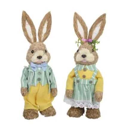 BUNNY CATTAIL FLOWERS,BOW 2ASS  12CMX13CMXH.37CM