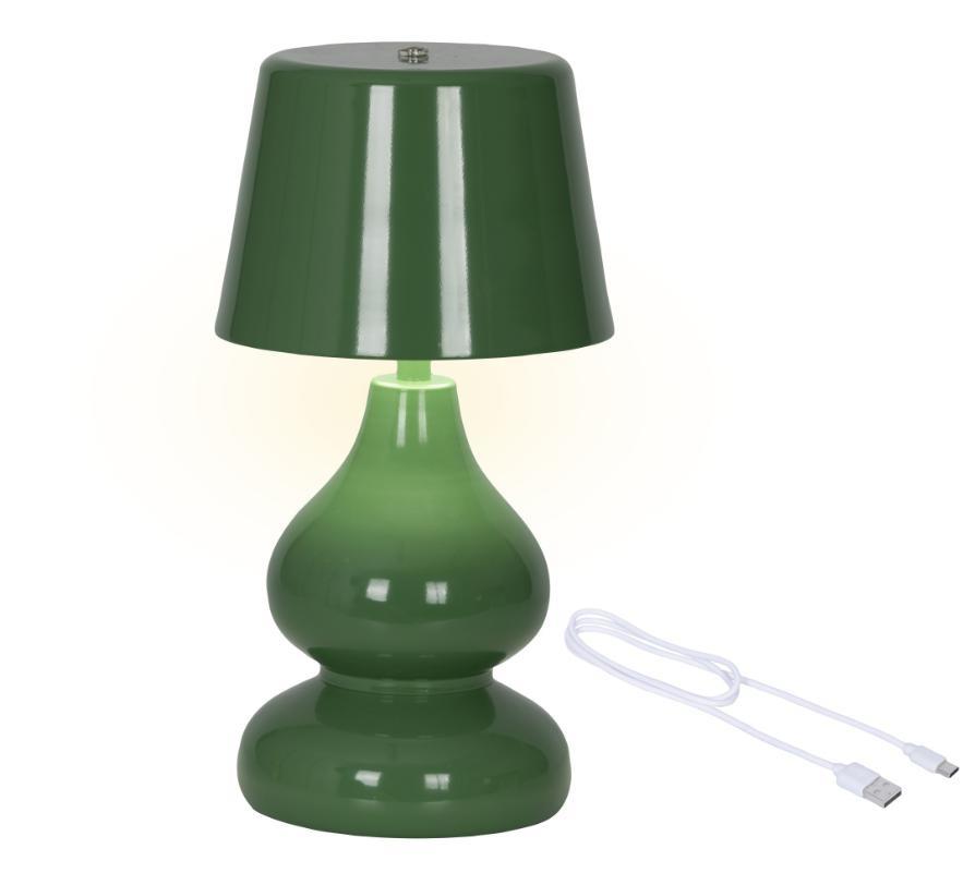 LAMPADA DA TAVOLO VERDE INDOOR RICARIC.USB 3 COLORI LED DIM