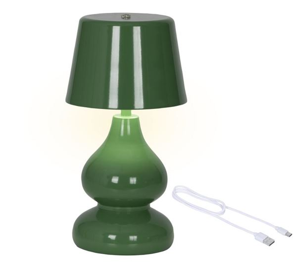 LAMPADA DA TAVOLO VERDE INDOOR RICARIC.USB 3 COLORI LED DIM