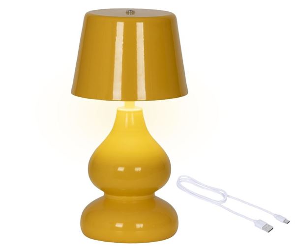 LAMPADA DA TAVOLO GIALLA INDOOR RICARIC.USB 3 COLORI LED DIM