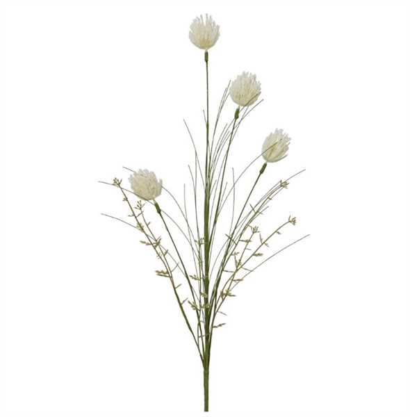 SPRAY ON STEM PLASTIC BALL FLOWER BLOSSOM WHITE 70CMX10CMXH.