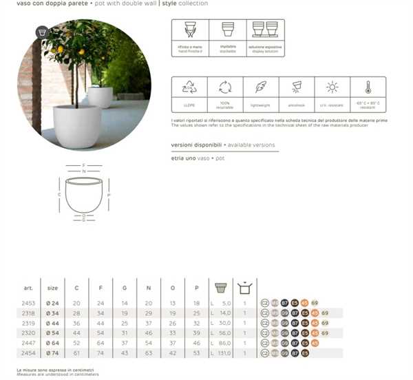 VASO DA ESTERNO IN RESINA TONDO ETRIA BIANCO CM. Ø54 H44