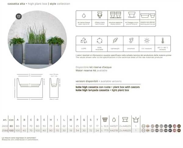 VASO CASSETTA DA ESTERNO KUBE HIGH NERO PERLA CM.80X30XH70