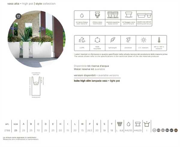 VASO DA ESTERNO QUADRATO KUBE HIGH SLIM BIANCO CM.25x25xH70