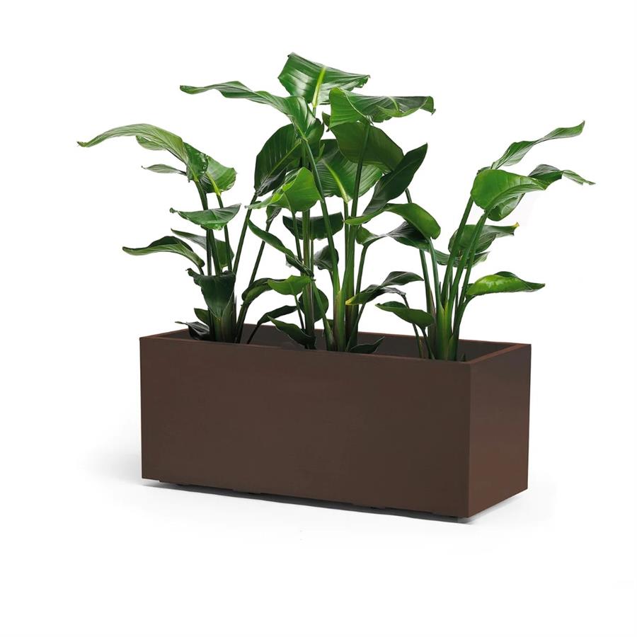 CASSETTA DA ESTERNO CON RUOTE KEBE RUGGINE CM.100X40X40H