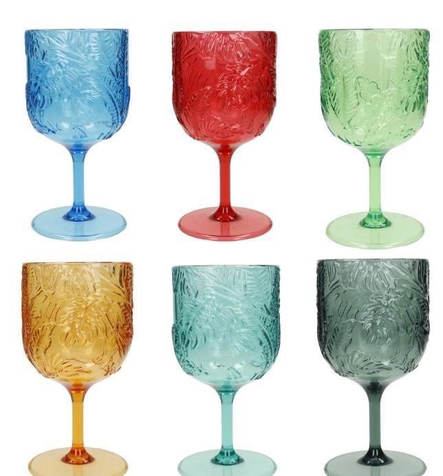 SET 6 PZ CALICE TROPICAL COLORI ASSORTITI ACRILICO CM D9x18H