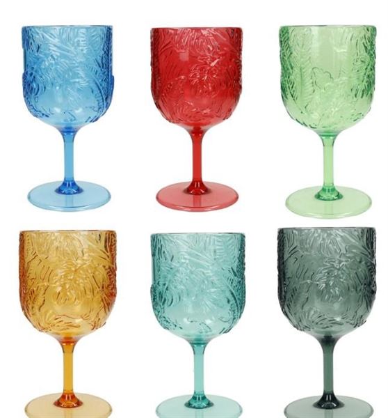 SET 6 PZ CALICE TROPICAL COLORI ASSORTITI ACRILICO CM D9x18H