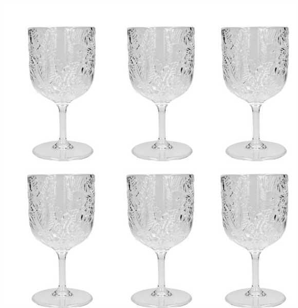 SET 6 PZ CALICE TROPICAL TRASPARENTE ACRILICO CM D9x18H