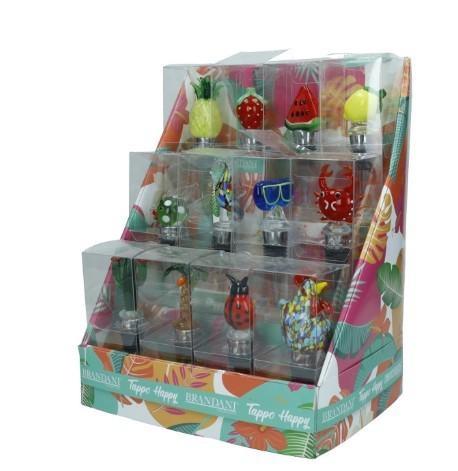 TAPPO HAPPY DECORI E COLORI ASSORTITI VETRO/ZINC ALLOY DISP