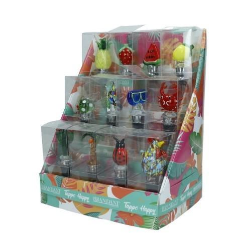 TAPPO HAPPY DECORI E COLORI ASSORTITI VETRO/ZINC ALLOY DISP