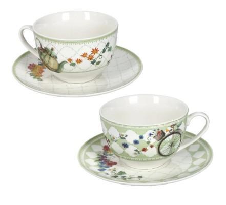 TAZZA THE' WONDERLAND SET 2 PZ NEW BONE CHINA