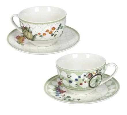 TAZZA THE' WONDERLAND SET 2 PZ NEW BONE CHINA
