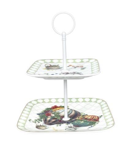 ALZATA WONDERLAND PORCELLANA C/ASTA METAL