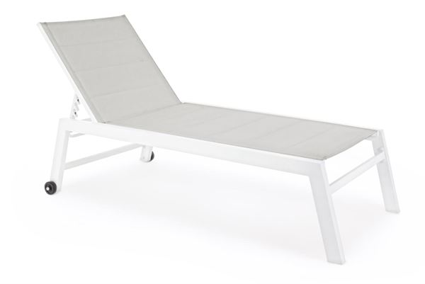 LETTINO HILDE BIANCO OUTDOOR ALLUMINIO C/RUOTE CM65X200X102H