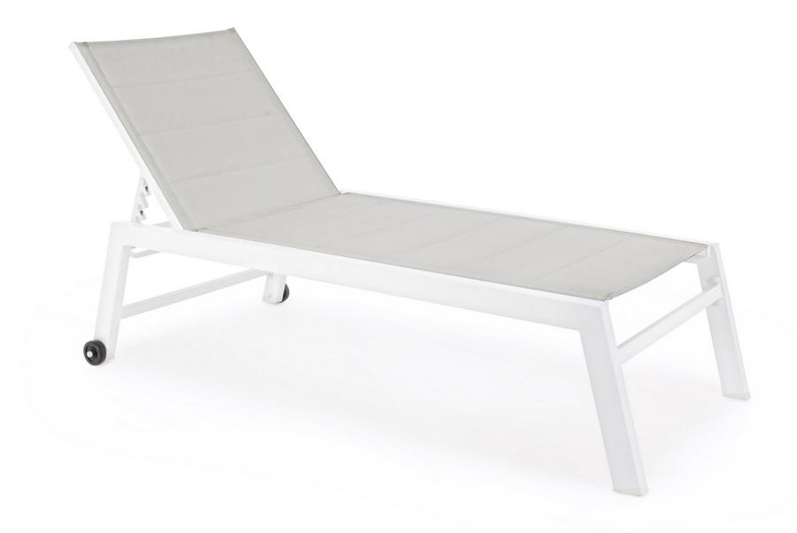 LETTINO HILDE BIANCO OUTDOOR ALLUMINIO C/RUOTE CM65X200X102H
