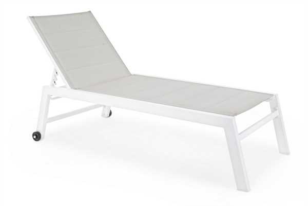 LETTINO HILDE BIANCO OUTDOOR ALLUMINIO C/RUOTE CM65X200X102H