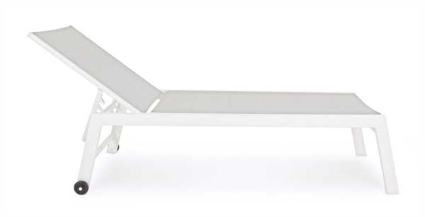 LETTINO HILDE BIANCO OUTDOOR ALLUMINIO C/RUOTE CM65X200X102H