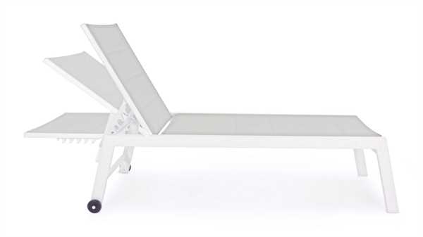 LETTINO HILDE BIANCO OUTDOOR ALLUMINIO C/RUOTE CM65X200X102H
