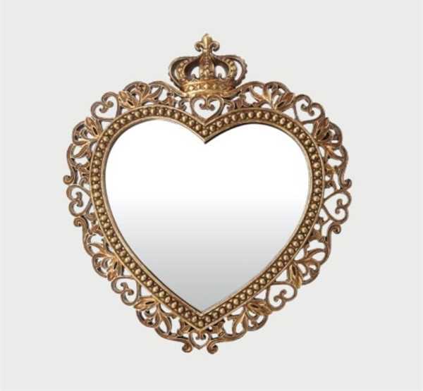 SPECCHIETTO CUORE CORONA GOLD H.30X27